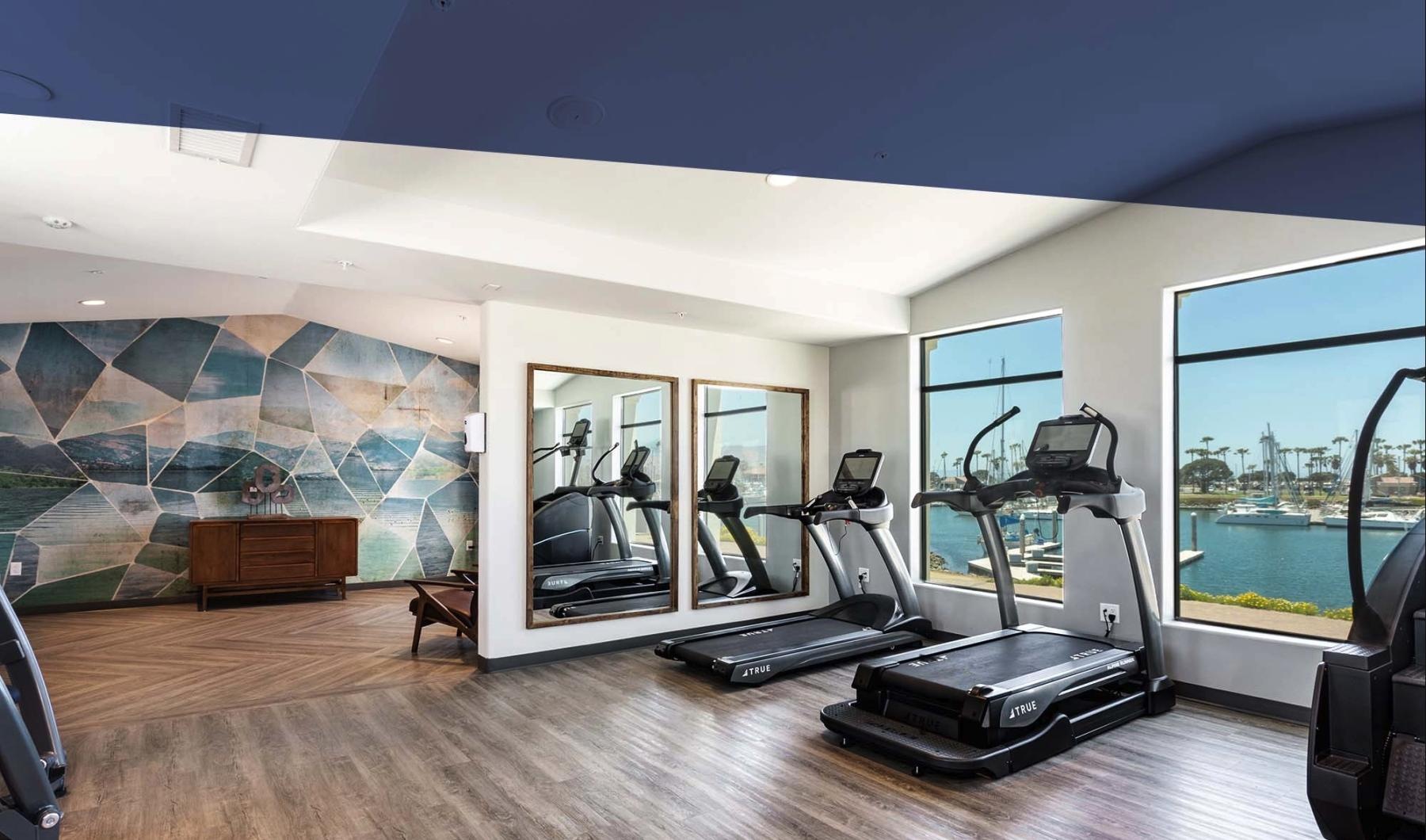 Settle into comfort at Portside Ventura Harbor sunny fitness center